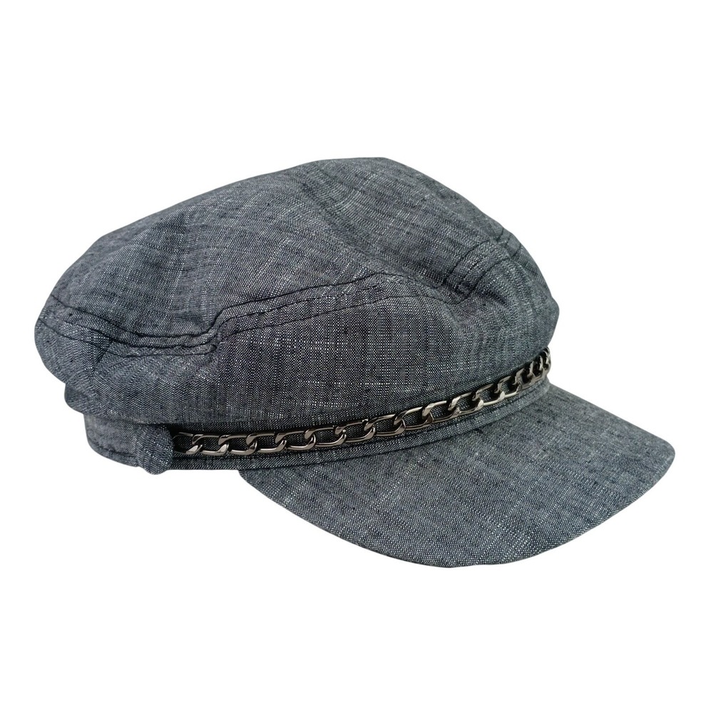 Hard Rock Guitar Company Womens One Size Cadet Cap Chain Embellished Casual Gray